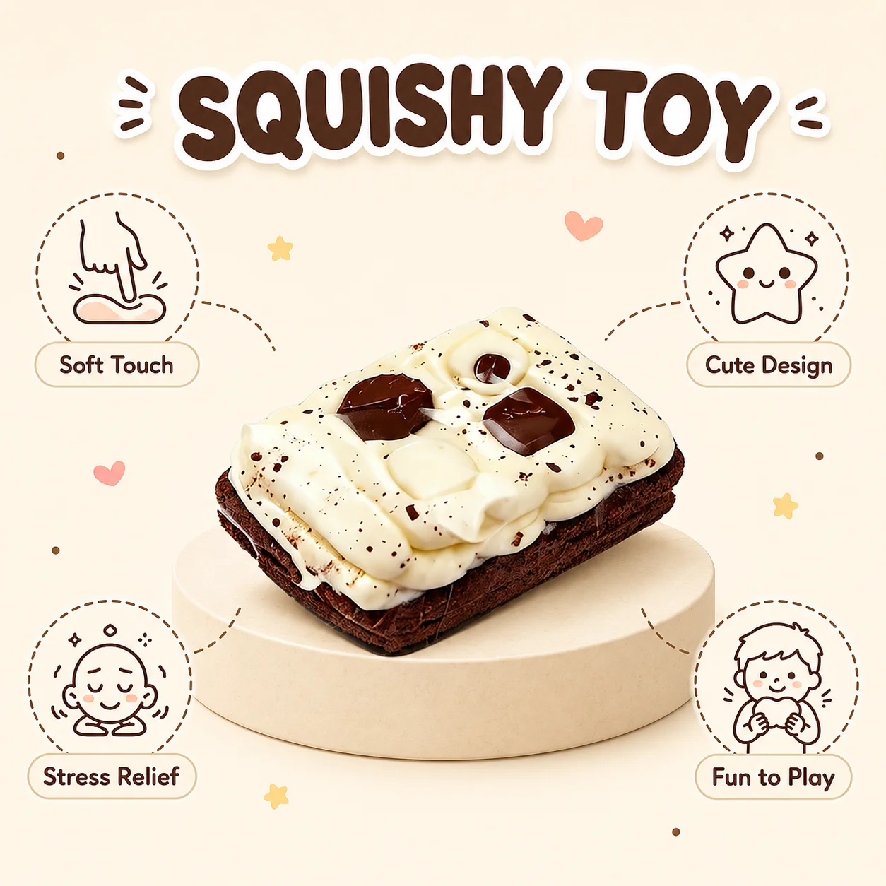 Cream Topped Chocolate Bread Squeeze Toy Imitation Biscuit Squishy Non Toxic Anti Anxiety Fidget Toy Cute Toys for Children
Cream Topped Chocolate Bread Squeeze Toy Imitation Biscuit Squishy Non Toxic Anti Anxiety Fidget Toy Cute Toys for Children