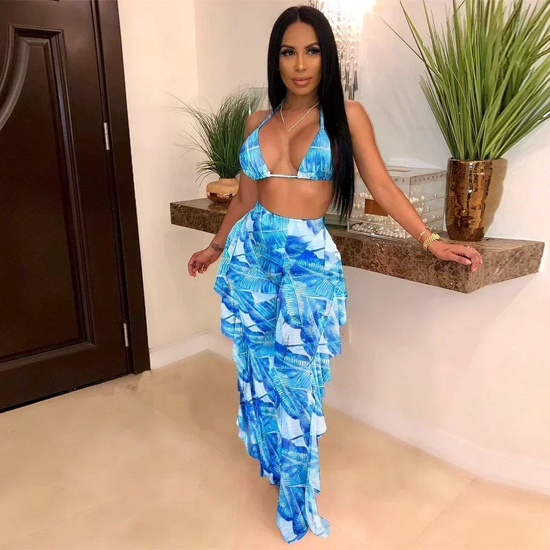 GUWU Fashion Print Mesh Beach Two Piece Set Women Sexy Lace Up Bra Top Ruffles Wide Leg Pants With Panties Suits
GUWU Fashion Print Mesh Beach Two Piece Set Women Sexy Lace Up Bra Top Ruffles Wide Leg Pants With Panties Suits