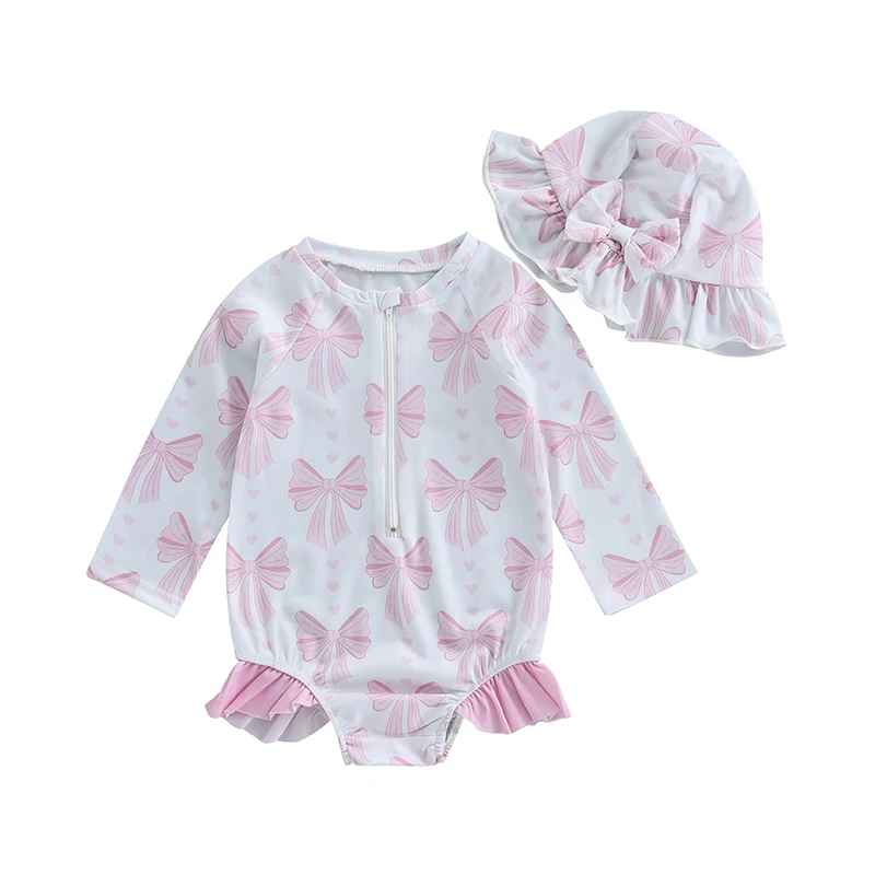 Toddler Girls Rash Guard Swimsuit with Hat 2 Pcs Set Ruffled Zip Up Long Sleeve Crew Neck Baby Girls Swimwears
Toddler Girls Rash Guard Swimsuit with Hat 2 Pcs Set Ruffled Zip Up Long Sleeve Crew Neck Baby Girls Swimwears