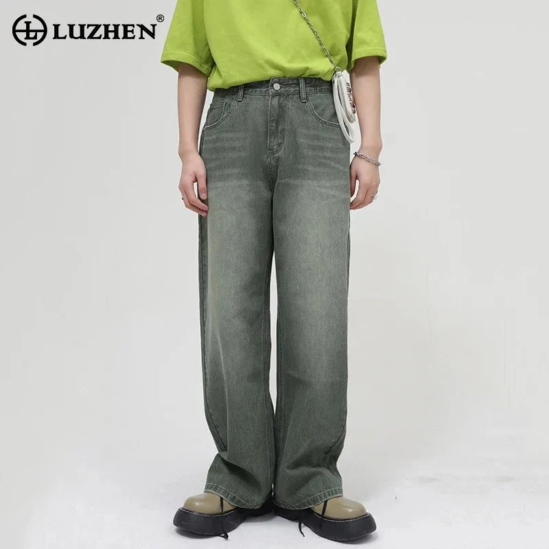 LUZHEN Green Washed Frayed Jeans Men's Straight Mid Waist Loose 2025 New Street Denim Long Pants Korean Vintage Trousers JY1816
LUZHEN Green Washed Frayed Jeans Men's Straight Mid Waist Loose 2025 New Street Denim Long Pants Korean Vintage Trousers JY1816