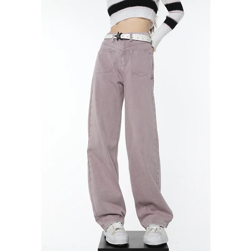 Vintage Purple Straight High Waisted Women's Jeans American Fashion Streetwear Denim Trouser Casual Flare Denim Wide Leg Pants
Vintage Purple Straight High Waisted Women's Jeans American Fashion Streetwear Denim Trouser Casual Flare Denim Wide Leg Pants