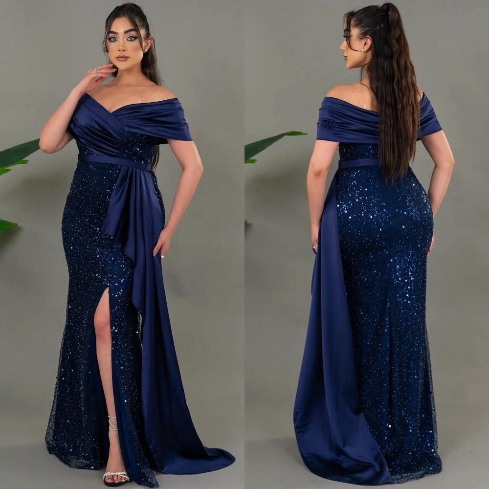 Customized High Quality Charmeuse Sequined Pleat Trumpet Off-the-shoulder Long Dresses Bespoke Occasion Sexy
Customized High Quality Charmeuse Sequined Pleat Trumpet Off-the-shoulder Long Dresses Bespoke Occasion Sexy