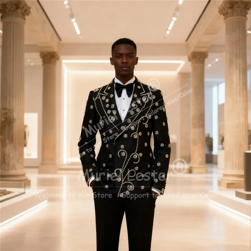 Мужские костюмы с блестящими бриллиантами и бисером, двубортные пиджаки для выпускного вечера, индивидуальный пошив, комплект из 2 предметов, свадебные смокинги для жениха 2026
Мужские костюмы с блестящими бриллиантами и бисером, двубортные пиджаки для выпускного вечера, индивидуальный пошив, комплект из 2 предметов, свадебные смокинги для жениха 2026