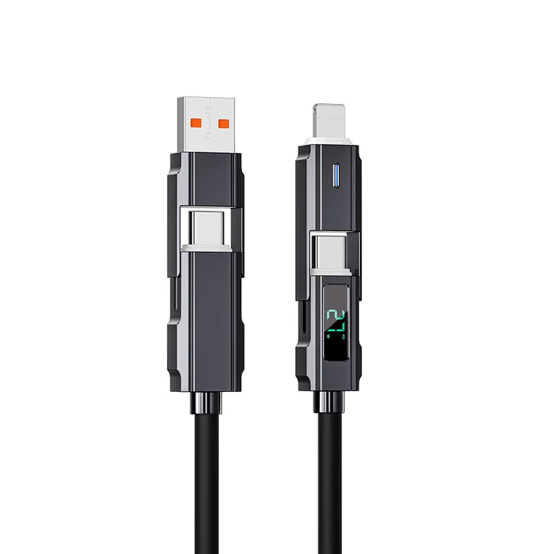 LED Digital Display 2-in-2 4-in-1 Fast Charging Cable Compatible with iPhone 15: Type-C, Lightning, USB-A
LED Digital Display 2-in-2 4-in-1 Fast Charging Cable Compatible with iPhone 15: Type-C, Lightning, USB-A