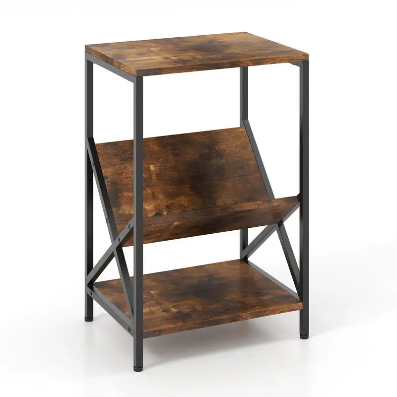 3-Tier Industrial Side Table with V-shaped Bookshelf for Living Room-Rustic Brown
3-Tier Industrial Side Table with V-shaped Bookshelf for Living Room-Rustic Brown