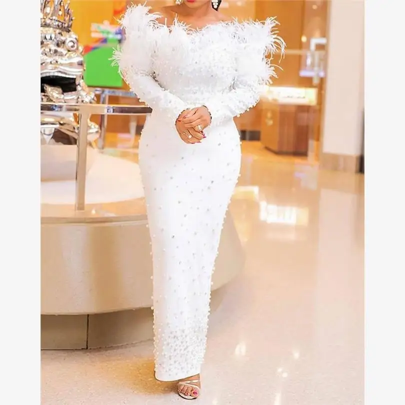 Elegant White Long Party Dress African Women Wrap Chest Classy Beaded Evening Gown Sweet Style mid Waist Polyester Fiber
Elegant White Long Party Dress African Women Wrap Chest Classy Beaded Evening Gown Sweet Style mid Waist Polyester Fiber