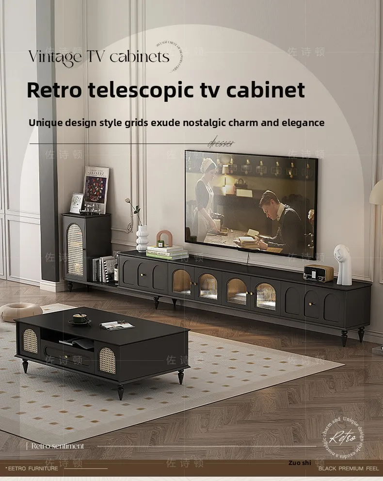 Light luxury American retro TV cabinet coffee table combination living room TV background wall rock slab floor cabinet
Light luxury American retro TV cabinet coffee table combination living room TV background wall rock slab floor cabinet