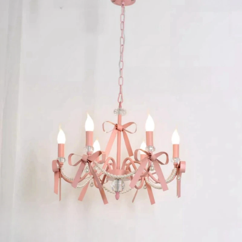Artificial pearl Children lamp Princess kid's ribbon crystal Chandelier lighting Korean Style Dining Room led pink bow knot Lamp
Artificial pearl Children lamp Princess kid's ribbon crystal Chandelier lighting Korean Style Dining Room led pink bow knot Lamp