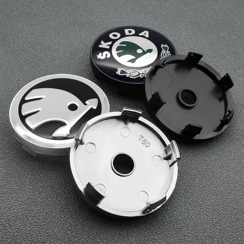 4 Pz 56/60mm Centro Ruota Auto Coprimozzo Adesivo Cerchione Della Copertura Distintivo Dell'emblema Per Skoda Octavia 2 3 a5 a7 Fabia Kamiq Kapoq Kodiaq Rapid
