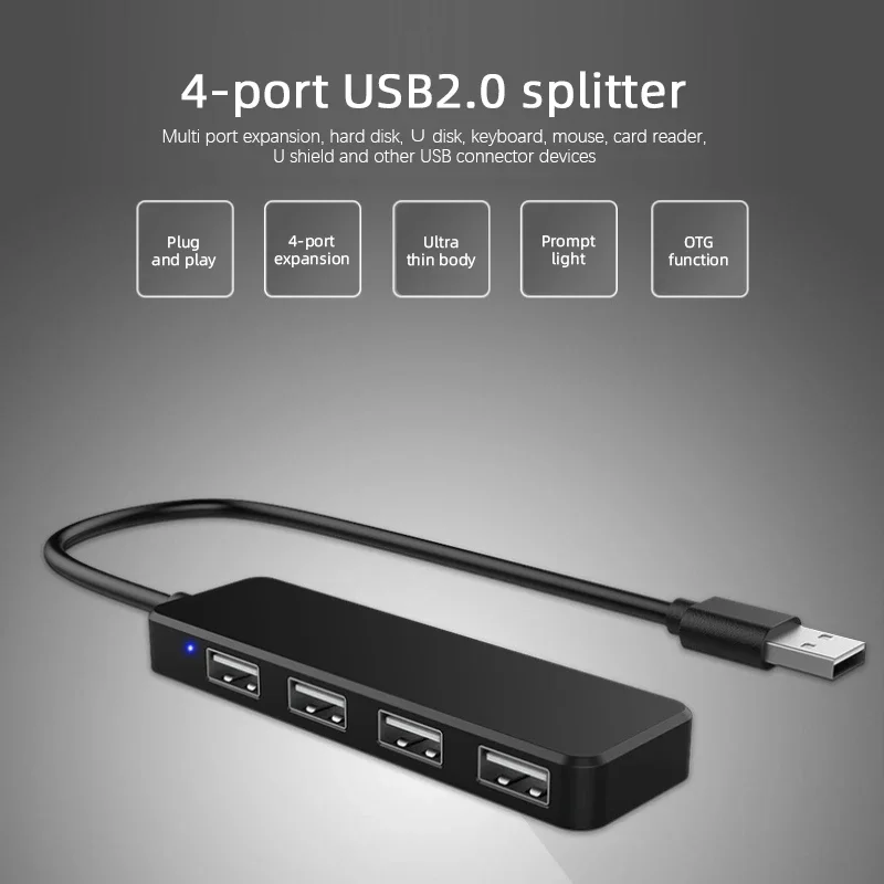 2.0 4 Ports Hub Extension Splitter Adapter for Laptop PC Computer Charger Drop Shipping
2.0 4 Ports Hub Extension Splitter Adapter for Laptop PC Computer Charger Drop Shipping