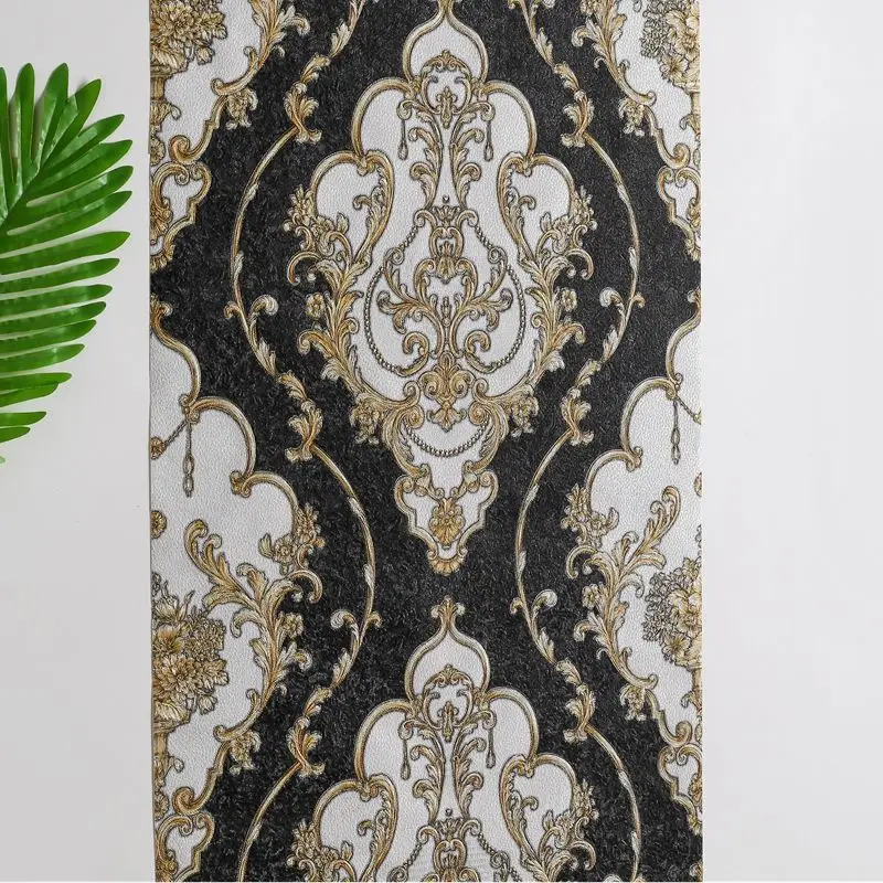 European Black White Damask 3D PVC Embossed Wallpaper Luxury Bedroom Living Room Striped Vinyl Wall Paper Floral Wallpaper Roll
European Black White Damask 3D PVC Embossed Wallpaper Luxury Bedroom Living Room Striped Vinyl Wall Paper Floral Wallpaper Roll