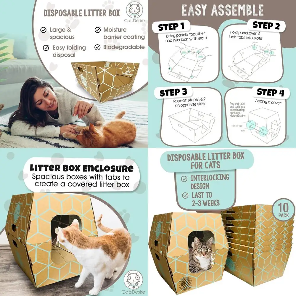 Low Entry Enclosed Litter Box with 10 Trays, Teal & Natural Brown, USA-Made, Woman-Owned, 19L x 17W x 8.5H Trays, 19L x 17W x 17
Low Entry Enclosed Litter Box with 10 Trays, Teal & Natural Brown, USA-Made, Woman-Owned, 19L x 17W x 8.5H Trays, 19L x 17W x 17
