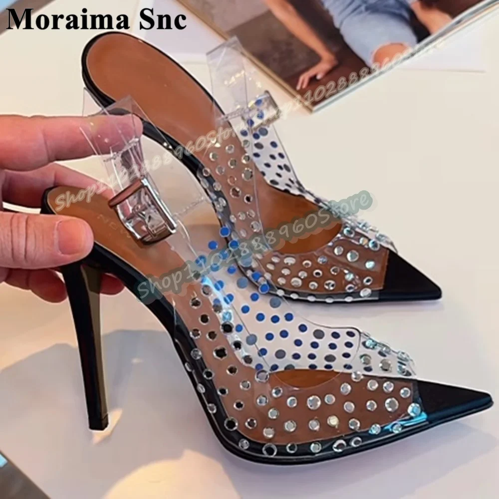 Slingback Transaprent PVC Full Crystals Pointy Sandals Thin High Heel Women Shoes Back Buckle Strap Peep Toe Sparkling Sandals
Slingback Transaprent PVC Full Crystals Pointy Sandals Thin High Heel Women Shoes Back Buckle Strap Peep Toe Sparkling Sandals
