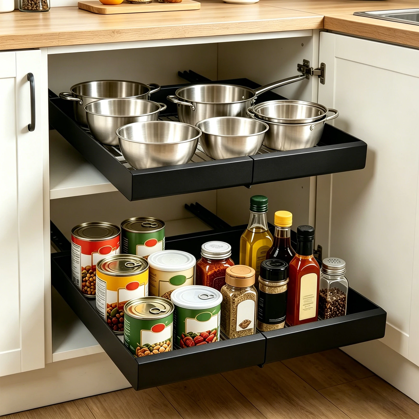 2 Pack Pull Out Cabinet Organizer Expandable Width(12inch-20inch) Cabinet Pull Out Shelves for Kitchen Pantry Home Pot and Pan
2 Pack Pull Out Cabinet Organizer Expandable Width(12inch-20inch) Cabinet Pull Out Shelves for Kitchen Pantry Home Pot and Pan