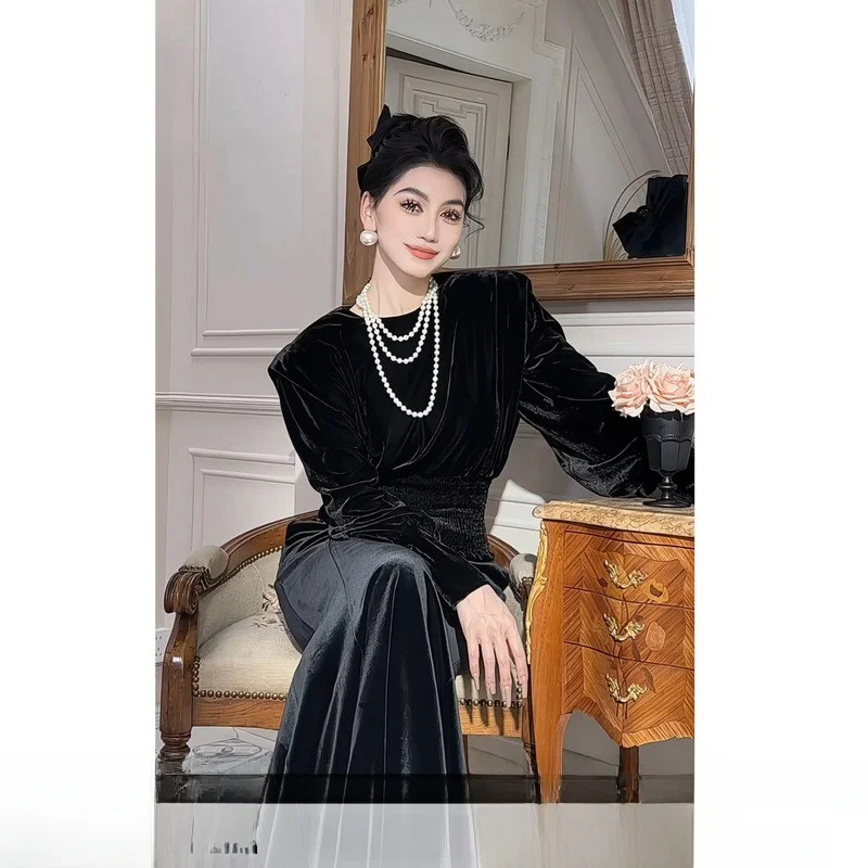 Ele Velvet High Waist Slimming Women's Top Bubble Sve Early Spring Faion Lyxj Cheval Qianjin irt
Ele Velvet High Waist Slimming Women's Top Bubble Sve Early Spring Faion Lyxj Cheval Qianjin irt