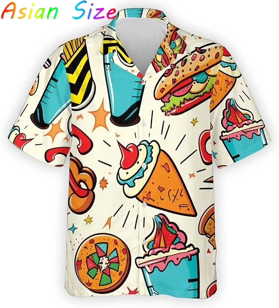 Вкусные рубашки с рисунком фаст-фуд и гамбургера для мужчин, одежда 2026, повседневная рубашка с Гавайским сэндвичем Aloha, блузка с коротким рукавом в стиле хип-хоп
Вкусные рубашки с рисунком фаст-фуд и гамбургера для мужчин, одежда 2026, повседневная рубашка с Гавайским сэндвичем Aloha, блузка с коротким рукавом в стиле хип-хоп