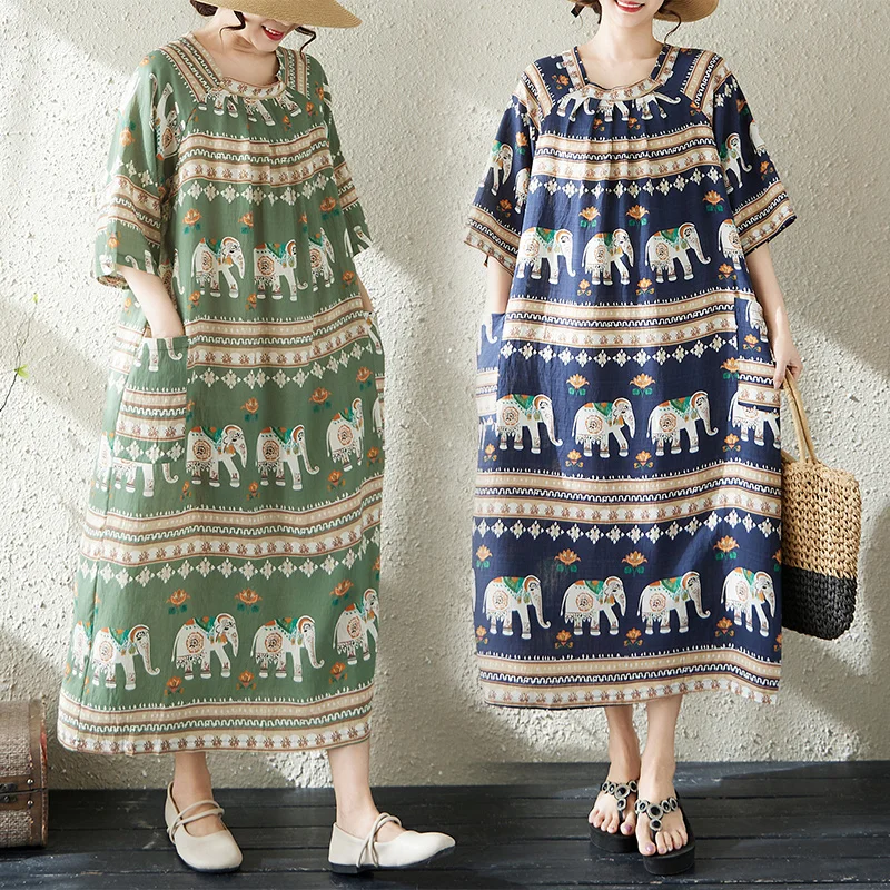 Summer New Loose Comfortable Cotton Women's Dress Ethnic Style Printed Casual Mid-Length Straight-Body Slimming Skirt
Summer New Loose Comfortable Cotton Women's Dress Ethnic Style Printed Casual Mid-Length Straight-Body Slimming Skirt