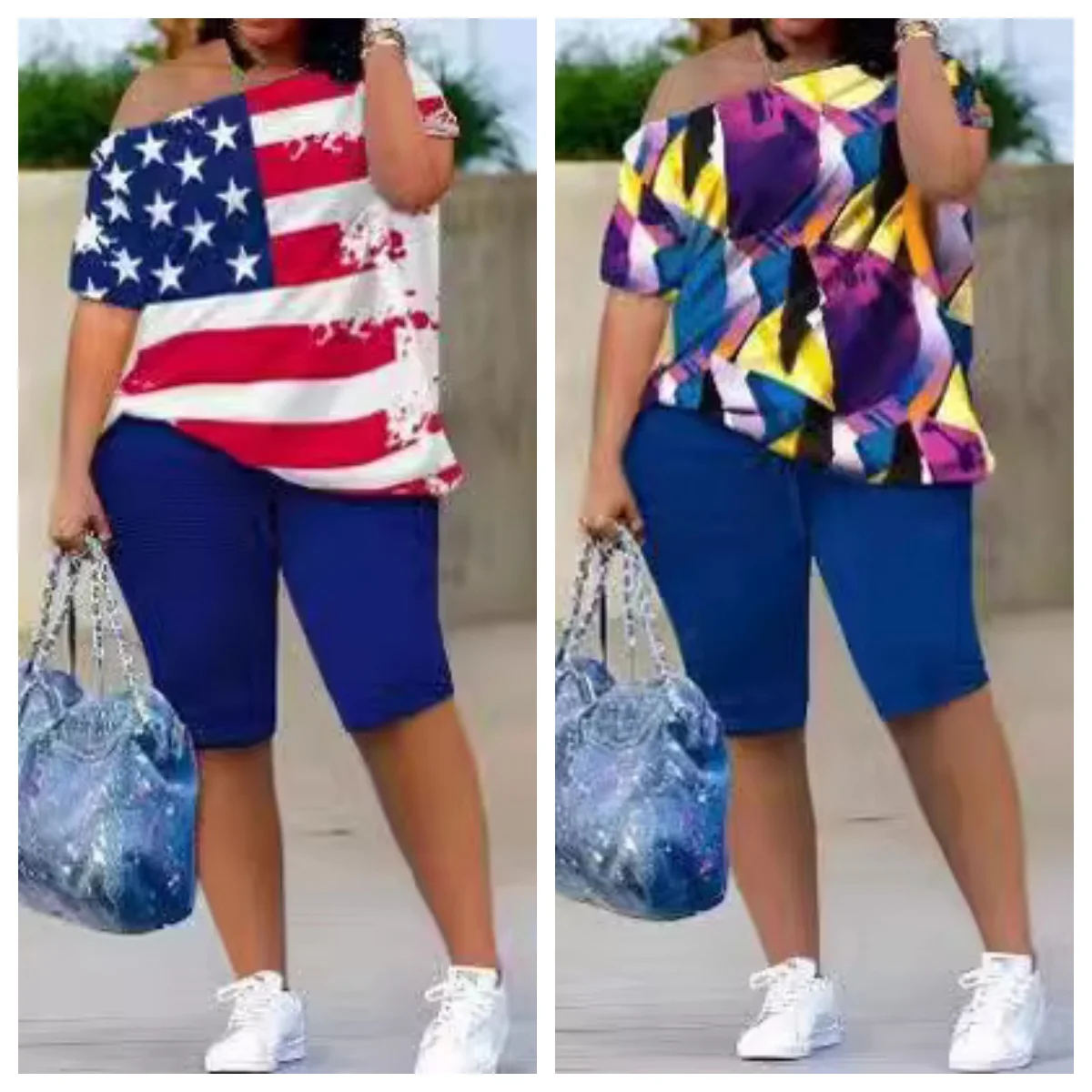 Европейский и американский женский костюм с принтом, футболка с короткими рукавами и короткими рукавами, шорты со складками
Европейский и американский женский костюм с принтом, футболка с короткими рукавами и короткими рукавами, шорты со складками