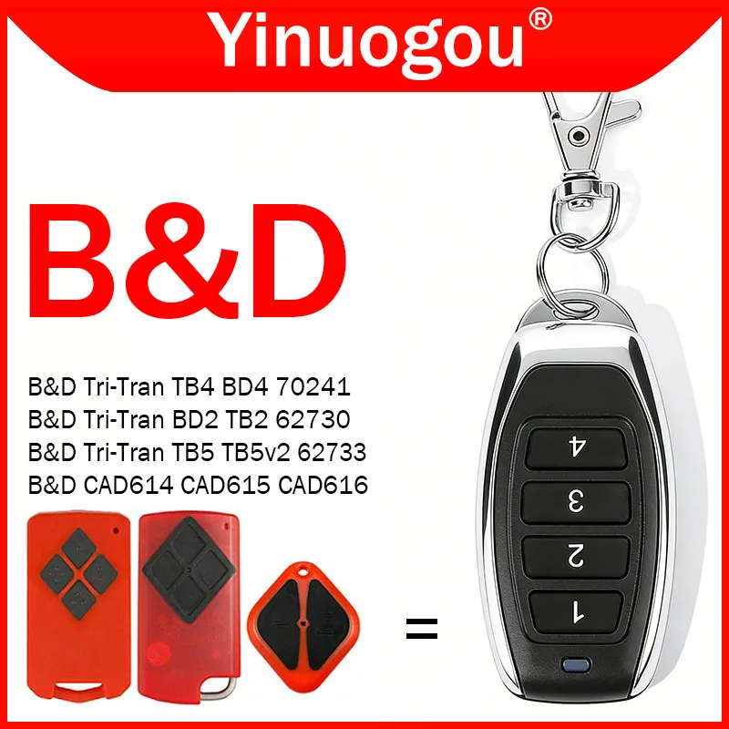 B&D Tritran TB5 TB5v2 TB4 BD4 TB2 BD2 CAD614 CAD615 CAD616 70241 62730 62733 Garage Remote Control 433.92MHz Garage Door Opener
B&D Tritran TB5 TB5v2 TB4 BD4 TB2 BD2 CAD614 CAD615 CAD616 70241 62730 62733 Garage Remote Control 433.92MHz Garage Door Opener