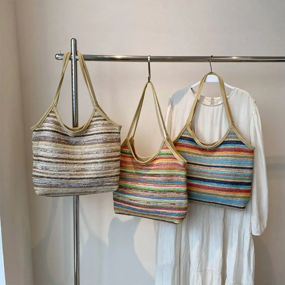 Large Capacity Underarm Tote Bag INS Striped Design Women's Crochet Shoulder Bag with Buckle Sewing Thread Casual Handbag
Large Capacity Underarm Tote Bag INS Striped Design Women's Crochet Shoulder Bag with Buckle Sewing Thread Casual Handbag