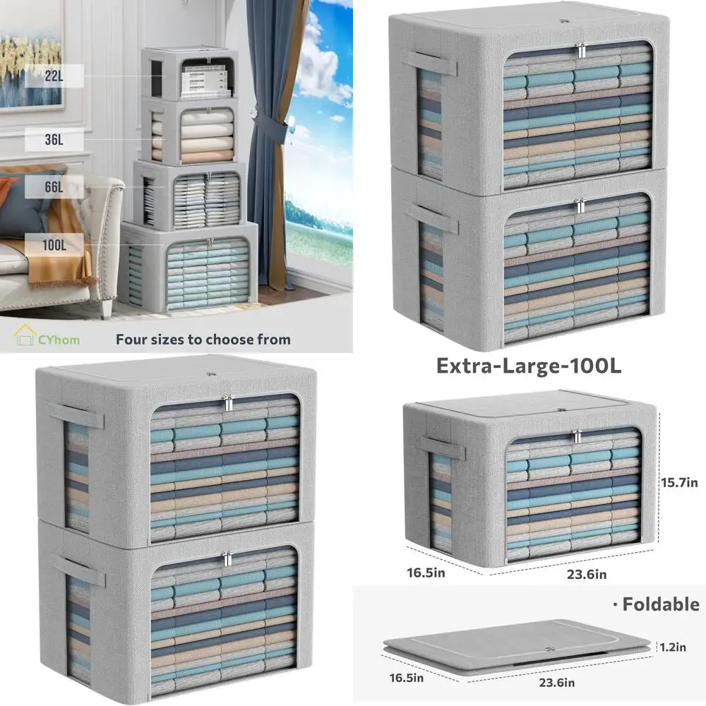 Extra Large Foldable Linen Storage Bins with Clear View & Handles, 100L Capacity (Light Grey)
Extra Large Foldable Linen Storage Bins with Clear View & Handles, 100L Capacity (Light Grey)