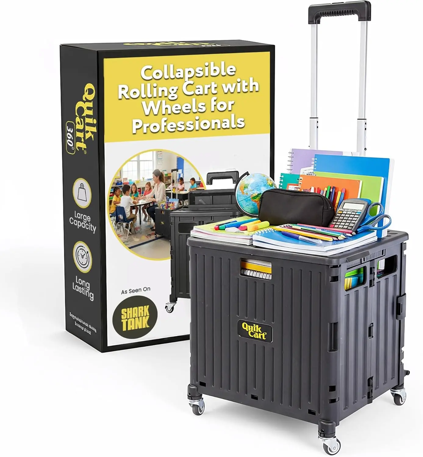 Collapsible Rolling Crate with Wheels - Heavy Duty Folding Cart with Seat, 80 lb Capacity, Black
Collapsible Rolling Crate with Wheels - Heavy Duty Folding Cart with Seat, 80 lb Capacity, Black