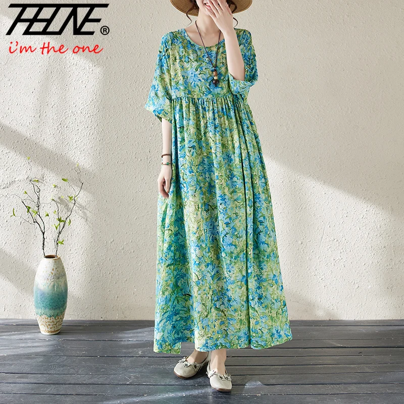 Dresses for Women 2024 Loose Beach Style A-line Summer Dress Long Floral Floral Pullover O Neck Robe Vestidos Feminino Cotton
Dresses for Women 2024 Loose Beach Style A-line Summer Dress Long Floral Floral Pullover O Neck Robe Vestidos Feminino Cotton