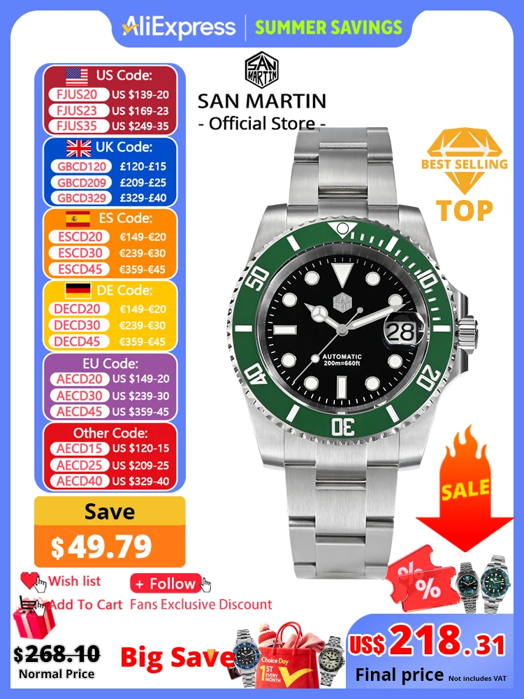 San Martin New 40mm Water Ghost Diver Watch Men Luxury NH35 PT5000 Automatic Mechanical Watch Sapphire Waterproof 200m SN0017
San Martin New 40mm Water Ghost Diver Watch Men Luxury NH35 PT5000 Automatic Mechanical Watch Sapphire Waterproof 200m SN0017