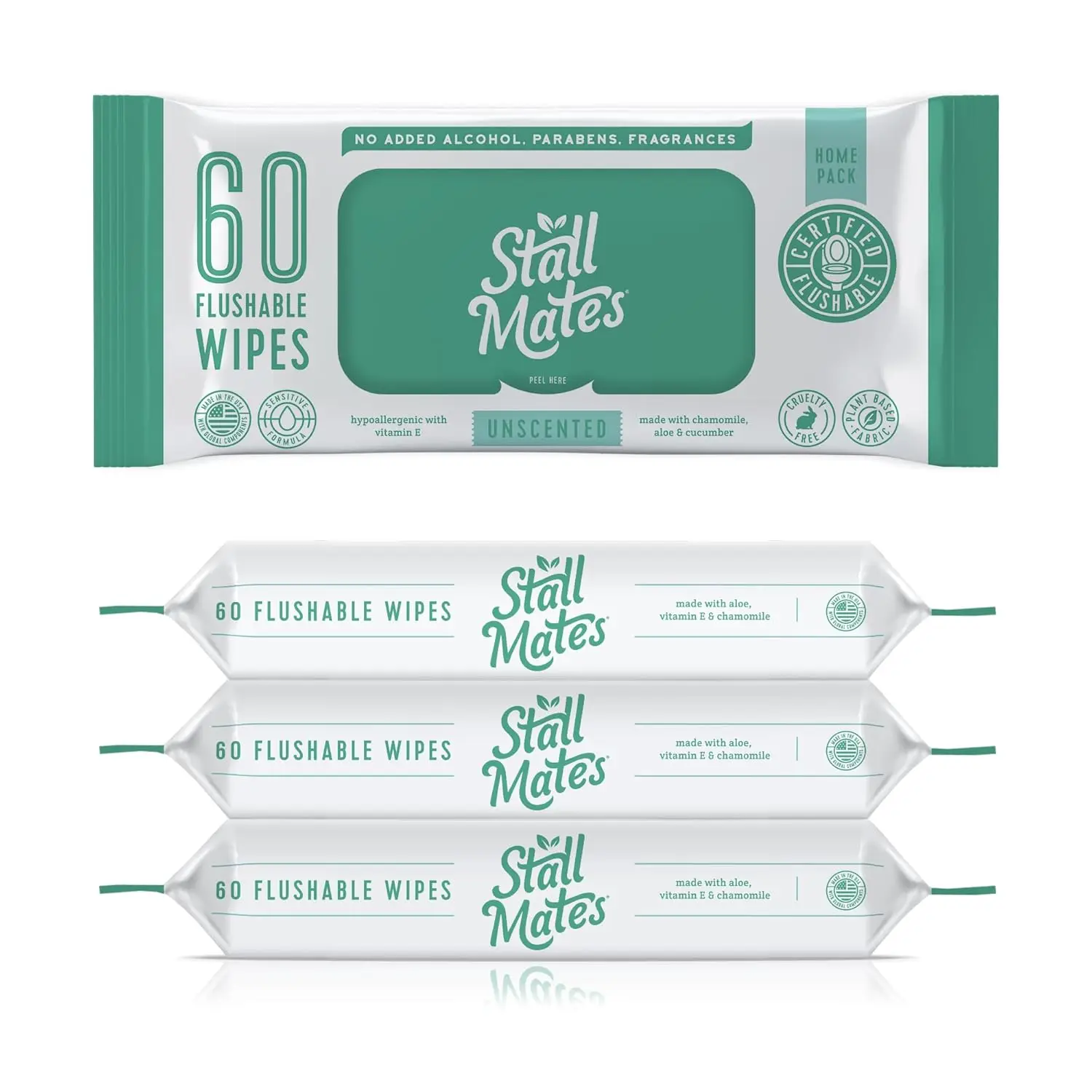 Flushable Wipes, 60-Count Home Pack, Hypoallergenic, Unscented with Vitamin-E & Aloe (4-Pack)
Flushable Wipes, 60-Count Home Pack, Hypoallergenic, Unscented with Vitamin-E & Aloe (4-Pack)