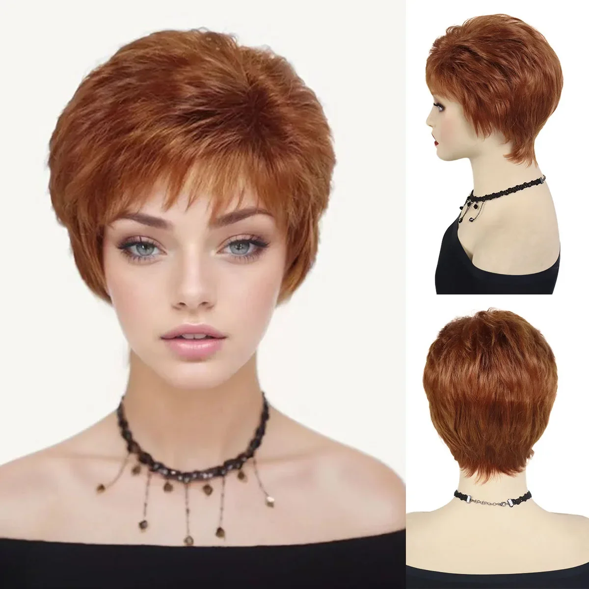Synthetic Hair Red Brown Wigs for Women Short Pixie Cuts Wig with Bangs Natural Hairstyles Mommy Gifts Mom Casual Wig Daily Use
Synthetic Hair Red Brown Wigs for Women Short Pixie Cuts Wig with Bangs Natural Hairstyles Mommy Gifts Mom Casual Wig Daily Use