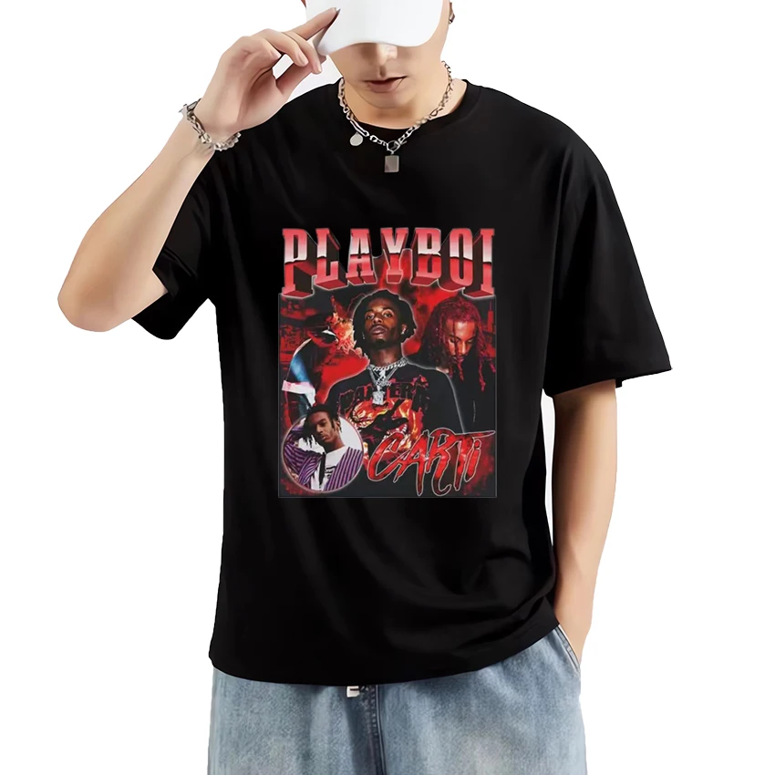 Rapper Playboi Carti Graphics T shirt Men Women summer O-Neck Oversized Hip Hop Fashion shirts Vintage short sleeve streetwear
Rapper Playboi Carti Graphics T shirt Men Women summer O-Neck Oversized Hip Hop Fashion shirts Vintage short sleeve streetwear