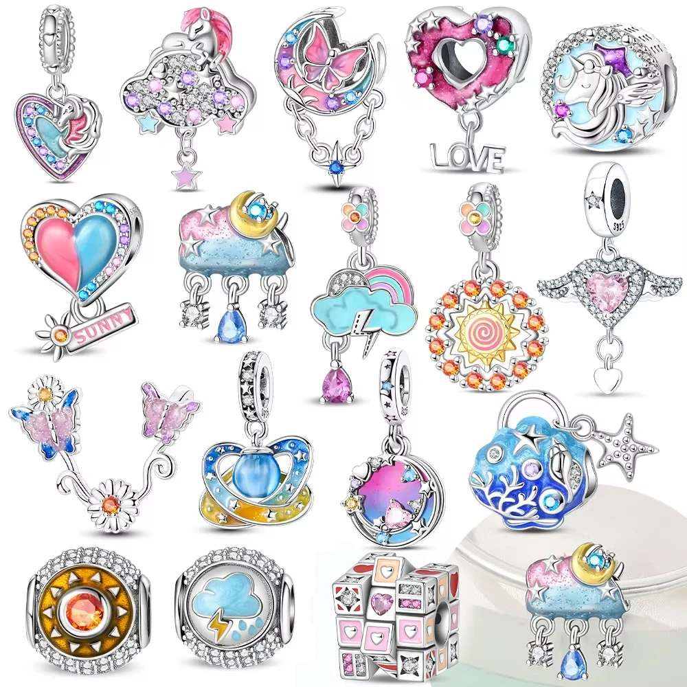 925 Sterling Silver Charms Original Pink Zircon Blue Cloud Heart Lovely Colors Beads Fit Bracelet Jewelry Women Gift Making Diy
925 Sterling Silver Charms Original Pink Zircon Blue Cloud Heart Lovely Colors Beads Fit Bracelet Jewelry Women Gift Making Diy