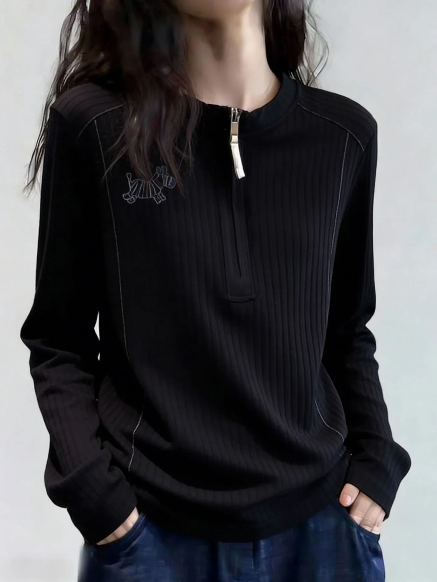 Slimming Effect Long Sleeve Commute Style Korean Loose Fit Base Shirt Spring Season Fashionable Lazy Versatile T-Shirt
Slimming Effect Long Sleeve Commute Style Korean Loose Fit Base Shirt Spring Season Fashionable Lazy Versatile T-Shirt