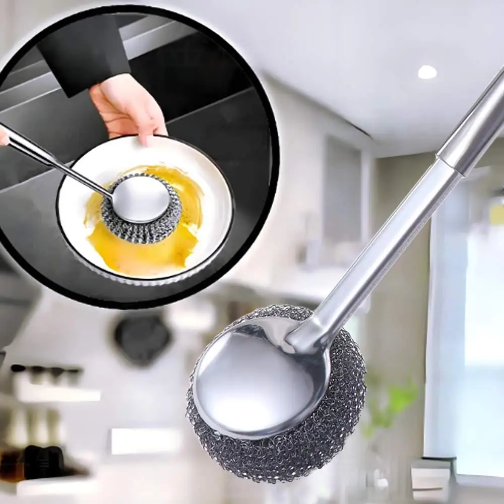 3PCS Durable Stainless Steel Wire Ball Brush Hanging Long Handle Pot Brush Multipurpose Portable Oil Remover Scrubber Home
3PCS Durable Stainless Steel Wire Ball Brush Hanging Long Handle Pot Brush Multipurpose Portable Oil Remover Scrubber Home