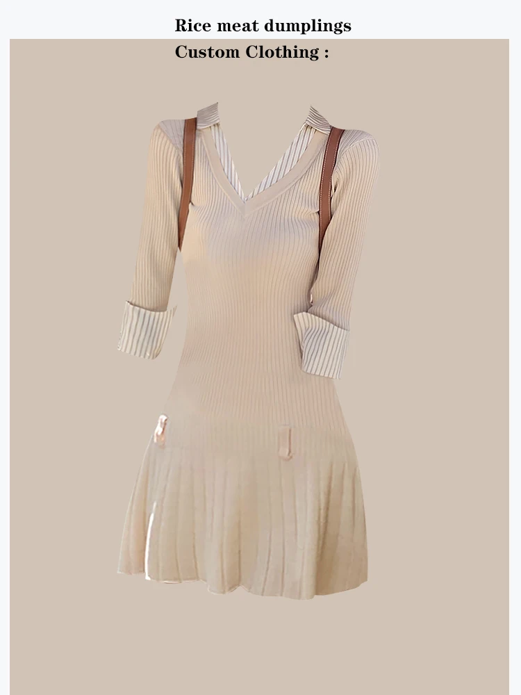 Soft Skin-Friendly Korean Style College Girl Feel Shirt Collar Knitted Dress Girls Mid-Length Sleeve Shirt Collar Splice Dress
Soft Skin-Friendly Korean Style College Girl Feel Shirt Collar Knitted Dress Girls Mid-Length Sleeve Shirt Collar Splice Dress