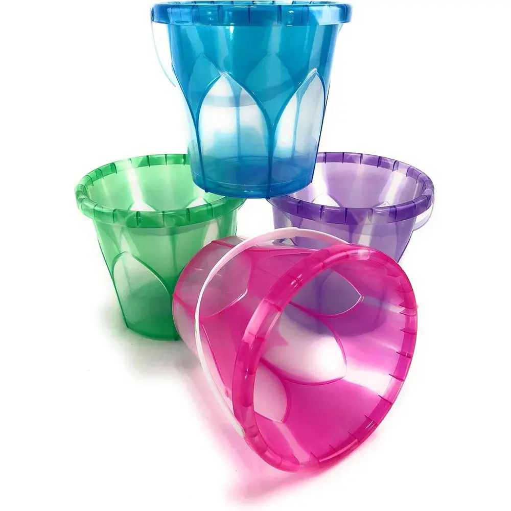 6.5 Opaque Plastic Sand Buckets Set - 4 Pack with Blue, Pink, Green & Purple for Beach & Party
6.5 Opaque Plastic Sand Buckets Set - 4 Pack with Blue, Pink, Green & Purple for Beach & Party