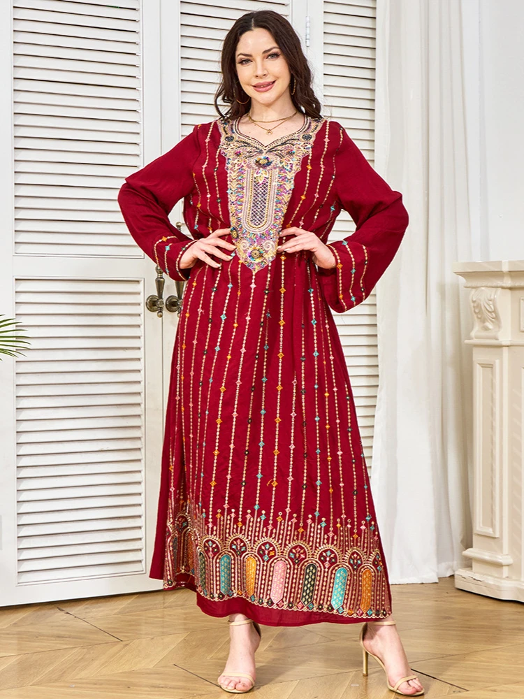 Muslim Fashion Luxury Women Long Evening Dress Elegant V-neck Glitter Dress Sequin Casual Chic Loose Party Holiday Clothing 2025
Muslim Fashion Luxury Women Long Evening Dress Elegant V-neck Glitter Dress Sequin Casual Chic Loose Party Holiday Clothing 2025