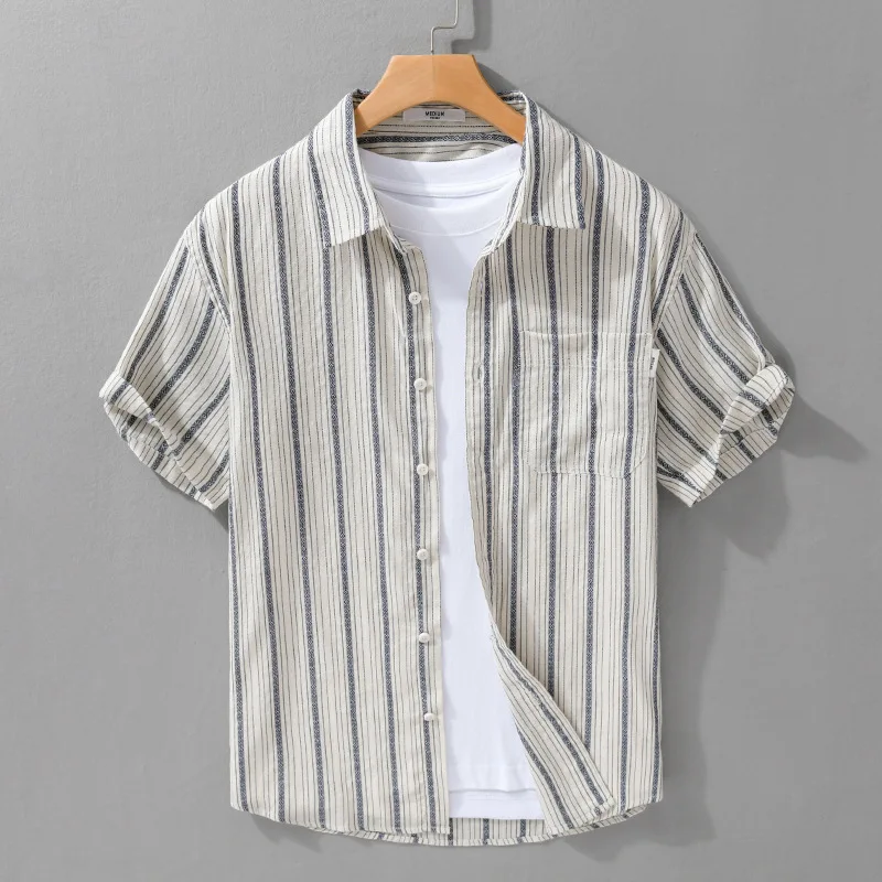 Summer Short Sleeve Mens Shirt Daily Casual Shirt Turn Down Collar Cotton Loose Shirts Male Vintage Striped Shirt Harajuku Shirt
Summer Short Sleeve Mens Shirt Daily Casual Shirt Turn Down Collar Cotton Loose Shirts Male Vintage Striped Shirt Harajuku Shirt