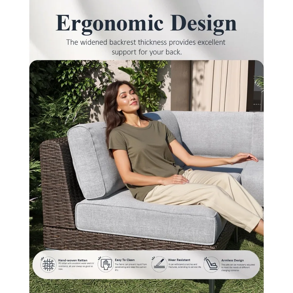 11-Piece Outdoor Modular Wicker Sectional Sofa with Fire Pit Table, Patio Furniture Conversation Set with Deep Seating
11-Piece Outdoor Modular Wicker Sectional Sofa with Fire Pit Table, Patio Furniture Conversation Set with Deep Seating