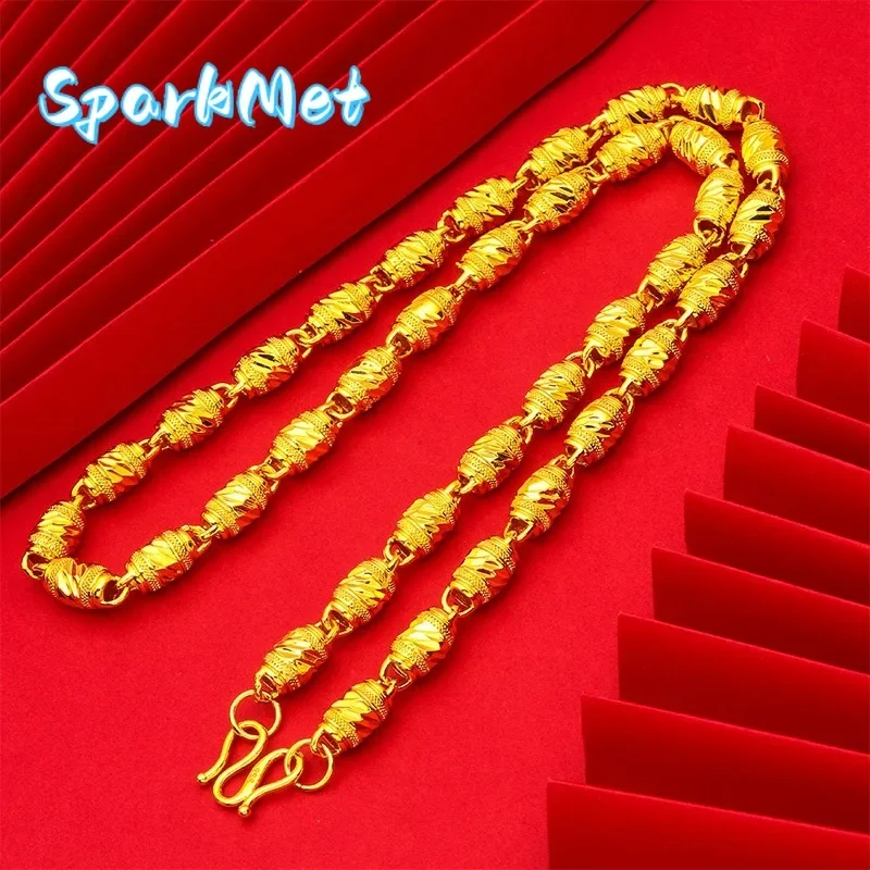 Sparkmet 9999 24K real gold hollow men's necklace round buckle men's boutique chain open cylindrical gold necklace light beads
Sparkmet 9999 24K real gold hollow men's necklace round buckle men's boutique chain open cylindrical gold necklace light beads