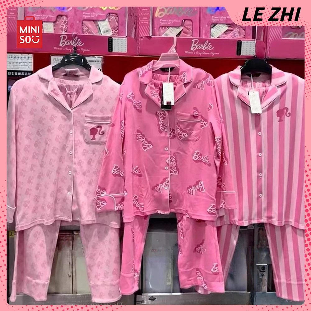 Kawaii Barbie Series 2PCS Pajama Set Fashion Stripe Design Spring Autumn Long Sleeves Classic Pink Women Home Set Clothes
Kawaii Barbie Series 2PCS Pajama Set Fashion Stripe Design Spring Autumn Long Sleeves Classic Pink Women Home Set Clothes