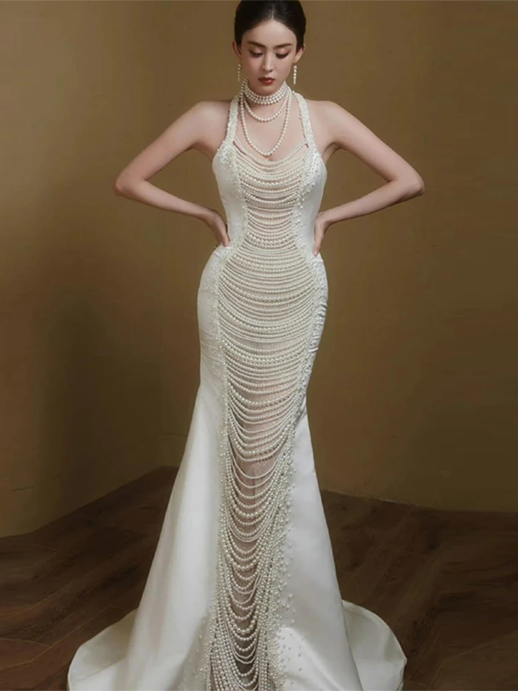 Heavy Industry Pearl Evening Dress High-End Affordable Luxury Halter Banquet Engagement Fishtail out Light Wedding Gulnazar
Heavy Industry Pearl Evening Dress High-End Affordable Luxury Halter Banquet Engagement Fishtail out Light Wedding Gulnazar