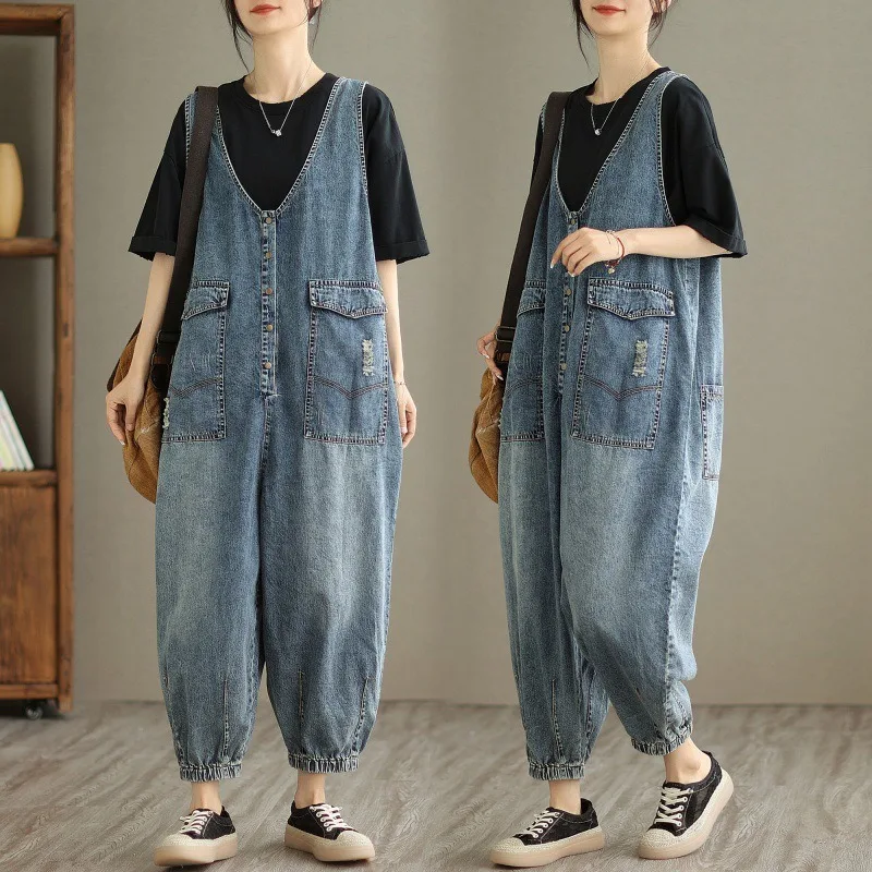 New women's denim vest jumpsuit spring summer casual denim wide-leg Nine-tenths pants fashion Female overalls denim jumpsuit
New women's denim vest jumpsuit spring summer casual denim wide-leg Nine-tenths pants fashion Female overalls denim jumpsuit