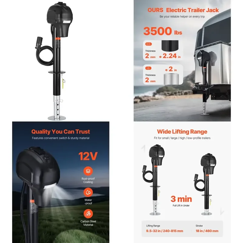 SucceBuy 3500/5000Lbs Electric Trailer Jack RV 12V Tongue Jack with 7-pin Connector & Crank Handle 10"-28.3" Lift for Campers
SucceBuy 3500/5000Lbs Electric Trailer Jack RV 12V Tongue Jack with 7-pin Connector & Crank Handle 10"-28.3" Lift for Campers