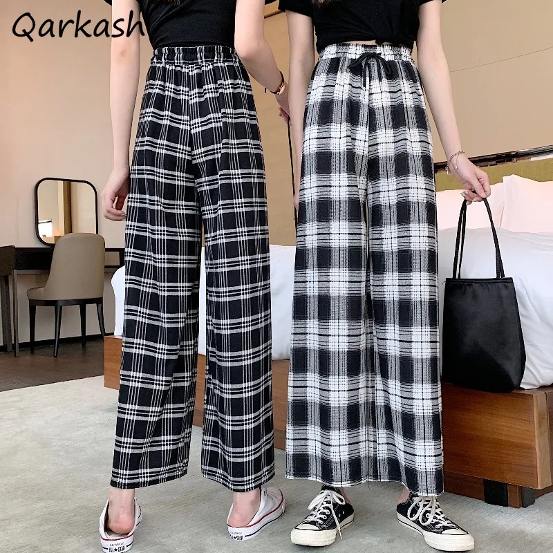 Wide Leg Casual Pants Plaid Thin Summer Loose Vintage Trousers High Waist Retro Streetwear Fashion Korean Females Брюки Женские
Wide Leg Casual Pants Plaid Thin Summer Loose Vintage Trousers High Waist Retro Streetwear Fashion Korean Females Брюки Женские
