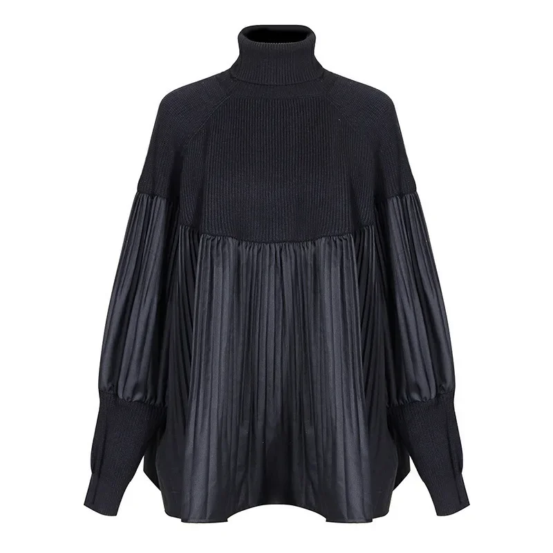 Autumn and Winter Stitching Split Large Size Knitted Sweater Loose Fit High Neck Long Sleeve Ladies Pullover New Fashion 2023
Autumn and Winter Stitching Split Large Size Knitted Sweater Loose Fit High Neck Long Sleeve Ladies Pullover New Fashion 2023