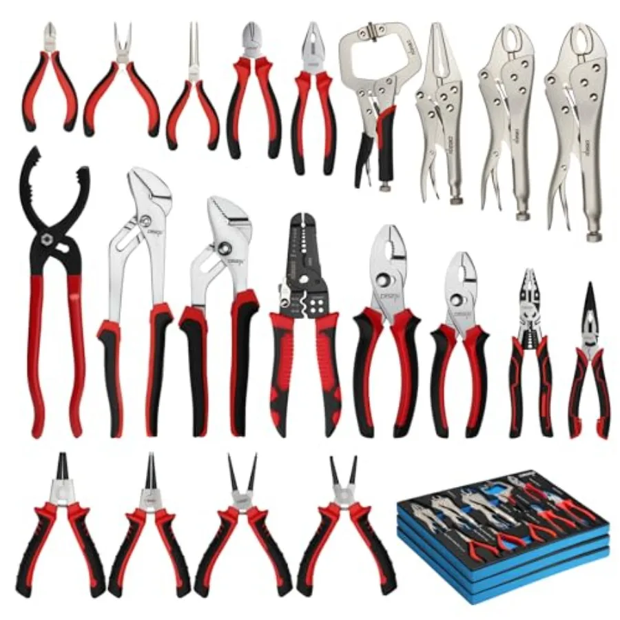 Pliers Set 21 Pieces Full Assortment of Plier with EVA Versatile Pliers Tool Set for Plyers Ideal as Home Use Holiday Fathers'
Pliers Set 21 Pieces Full Assortment of Plier with EVA Versatile Pliers Tool Set for Plyers Ideal as Home Use Holiday Fathers'
