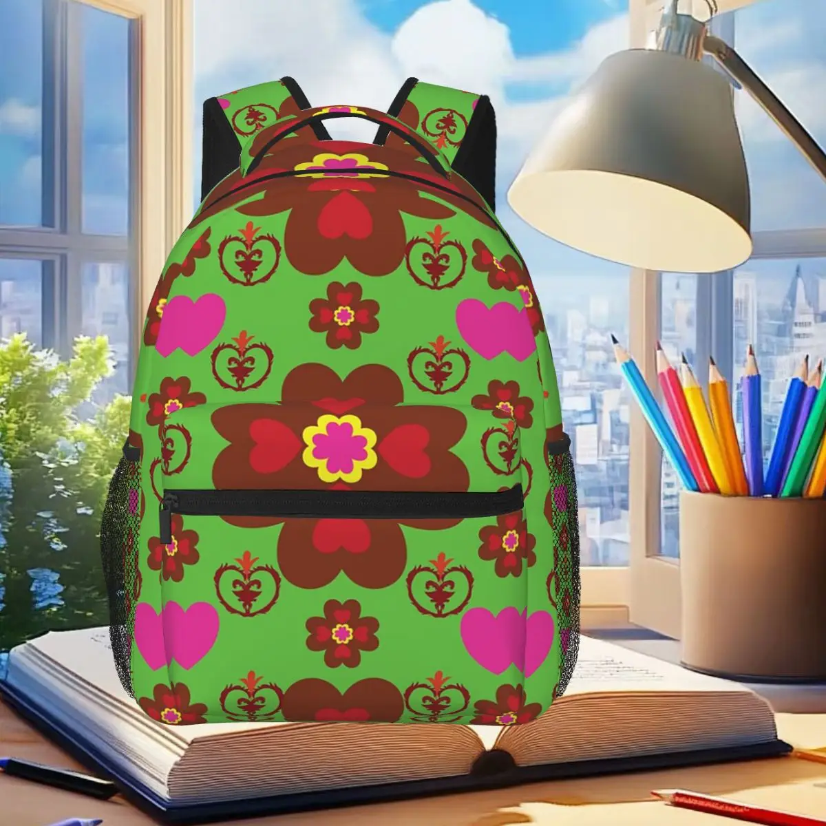 Green Heart Floral Pattern Backpack Student Boys Girls BookBag Kids School Bag Computer Shoulder Bags for Men Women
Green Heart Floral Pattern Backpack Student Boys Girls BookBag Kids School Bag Computer Shoulder Bags for Men Women