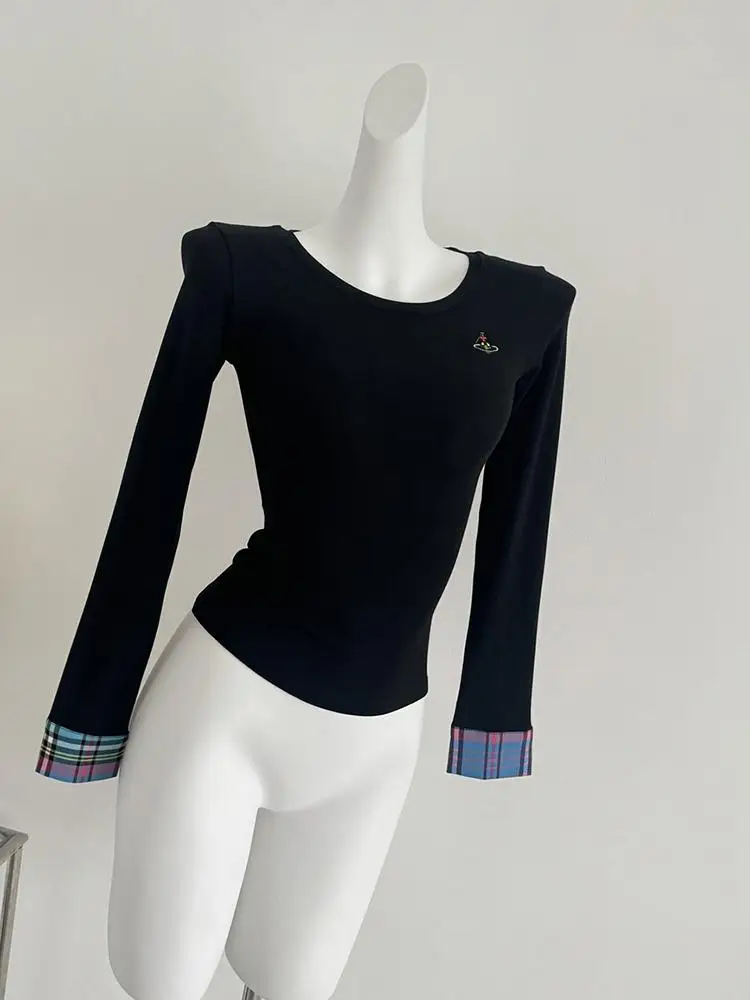 Autumn Korean Style Fashion Spicy Girl Base Shirt Top New Women's Slim Fit Embroidered Checkered Patchwork Long Sleeved T-Shirt
Autumn Korean Style Fashion Spicy Girl Base Shirt Top New Women's Slim Fit Embroidered Checkered Patchwork Long Sleeved T-Shirt
