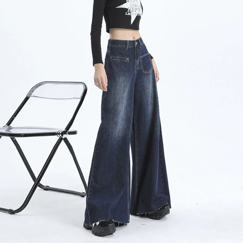 Denim Big Flare Pants For Women Vintage Zipper Street Pocket Wide Leg Tassels Jeans Pants Fashion Trousers
Denim Big Flare Pants For Women Vintage Zipper Street Pocket Wide Leg Tassels Jeans Pants Fashion Trousers